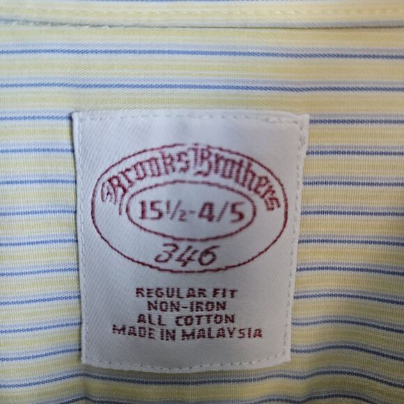 Brooks Brothers 346 Men's Size 15 1/2-4/5 Yellow & Blue Stripes Dress Shirt 15.5 - Picture 5 of 16